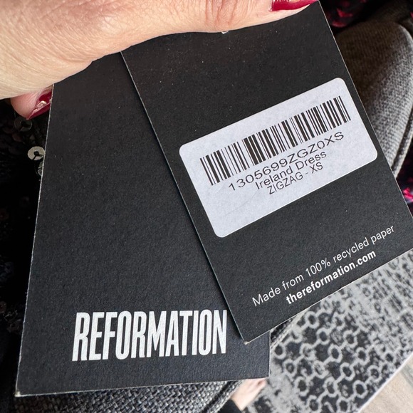 NWT Reformation Ireland Black Sequin Long Sleeve Wrap Mini Dress XS Party FLAW - Picture 7 of 10